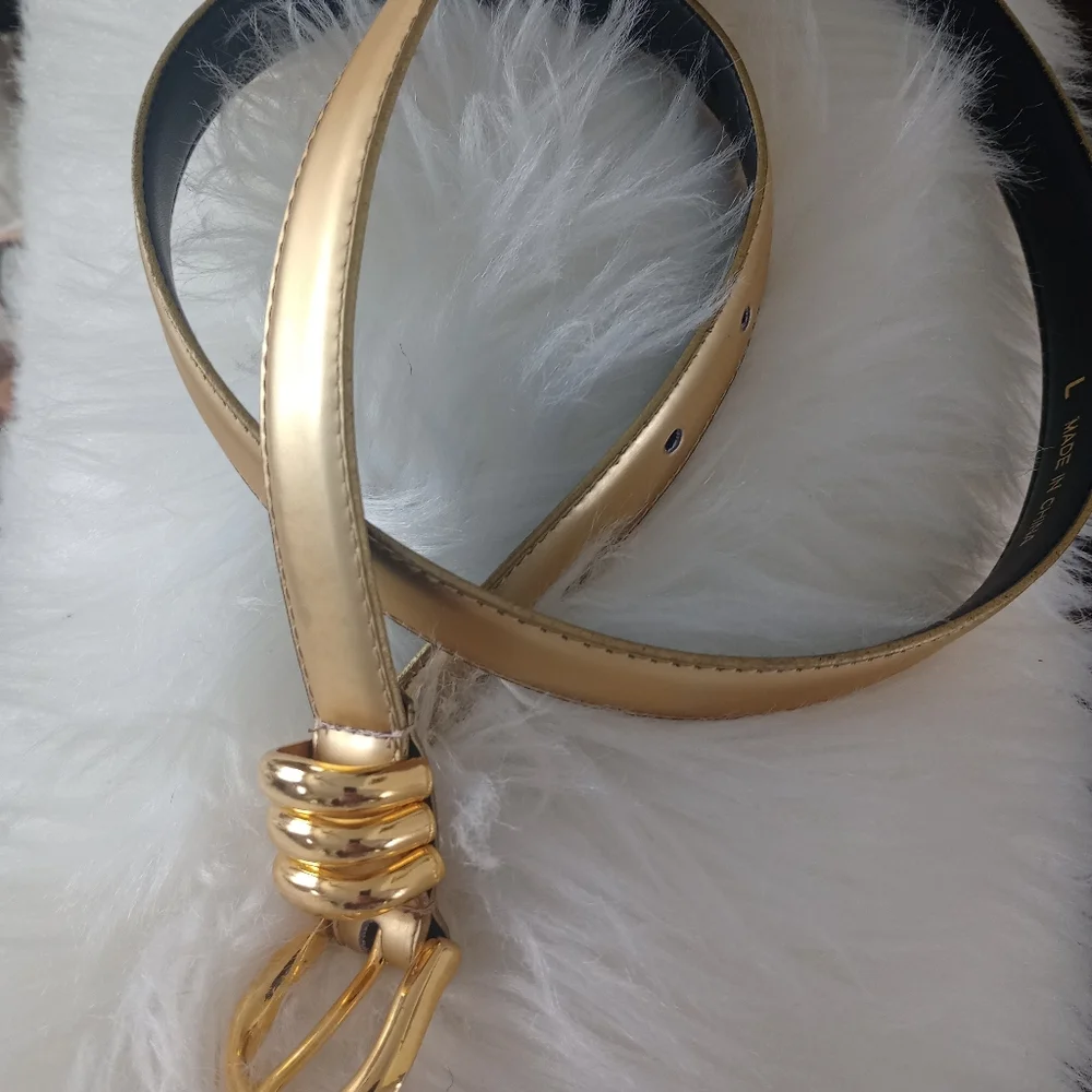 Gold Women Unbranded Belt Faux Leather Large 38 Inches